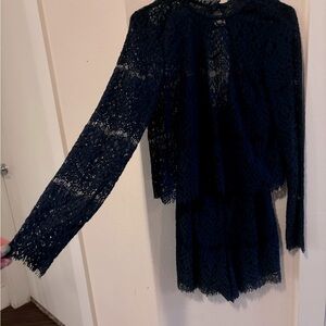 Navy Lace Romper